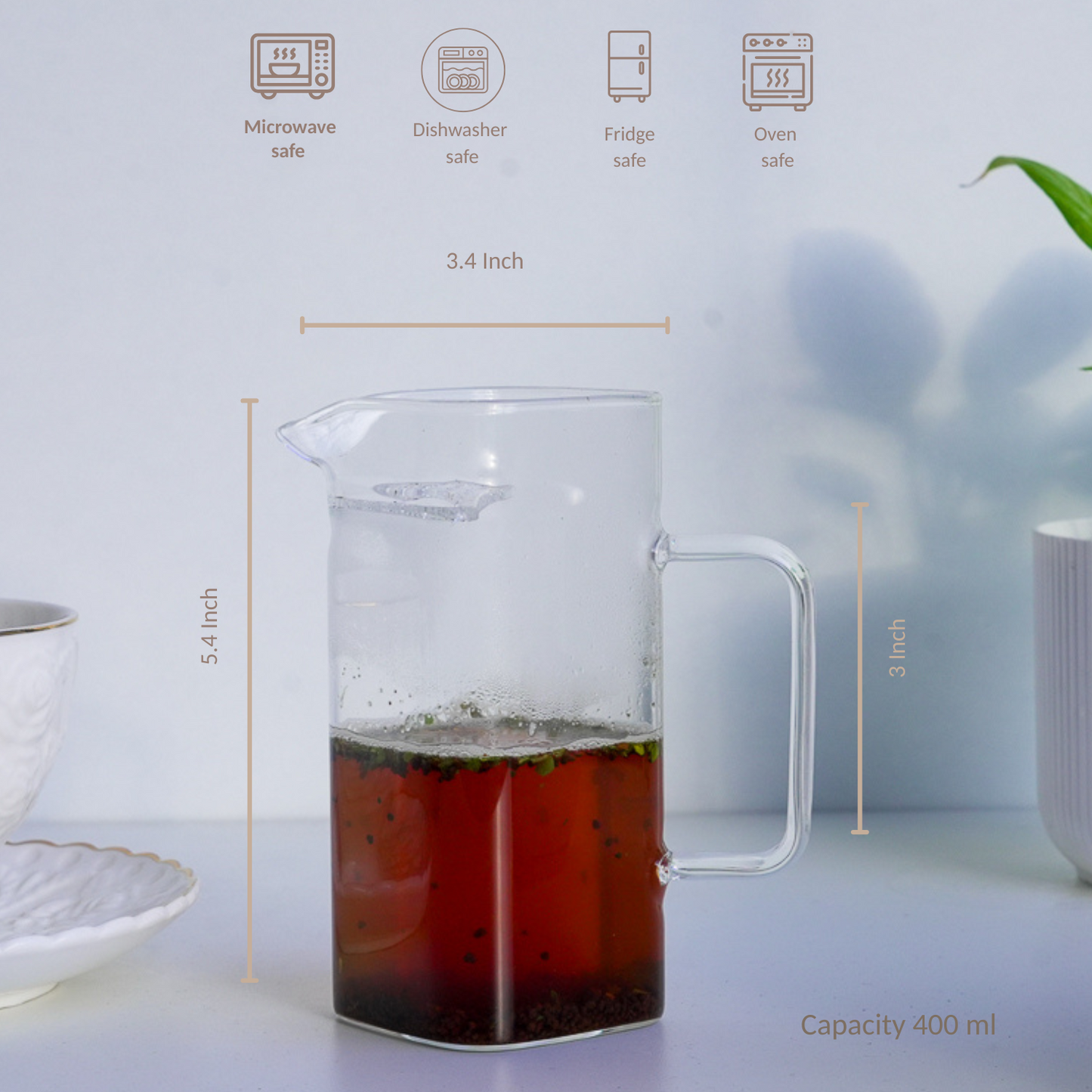 400 ml glass tea jug with strainer