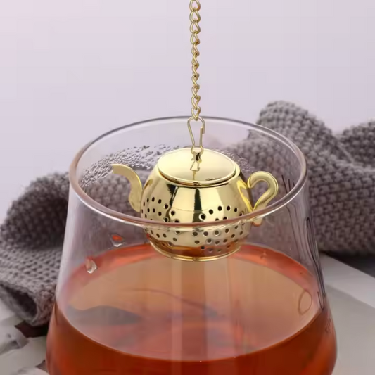 Tea Strainer - Teapot Shaped Tea Infuser for Loose Leaf Tea - Gold & Silver - Kitchen Tools (Photo 3)