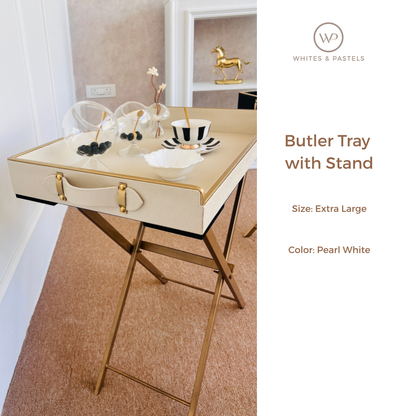 Butler Tray with Foldable Stand | Extra Large | Black | White | Beige