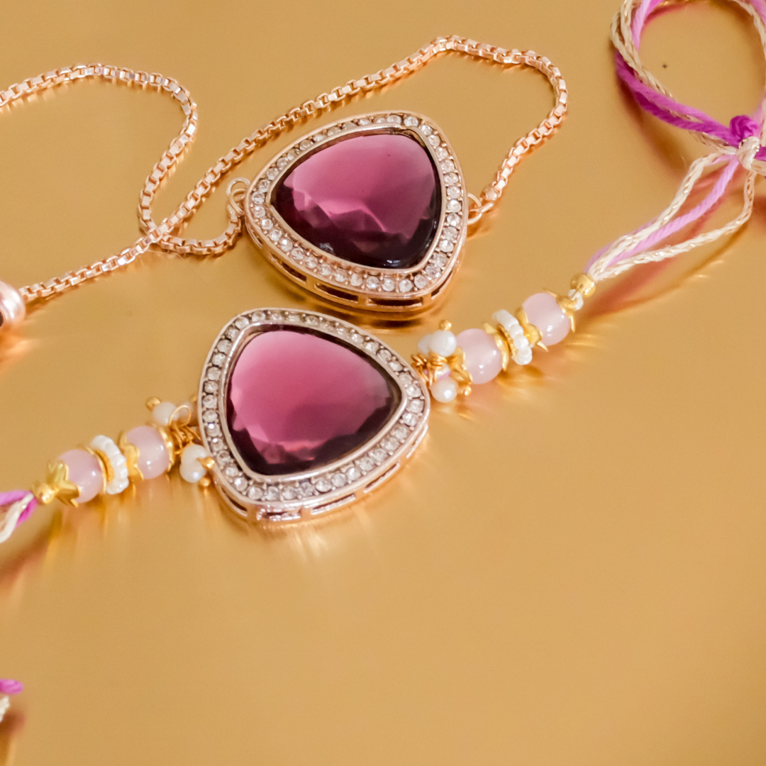 Purple Stone Rakhi & Lumba Set | Free with order value above Rs.3200