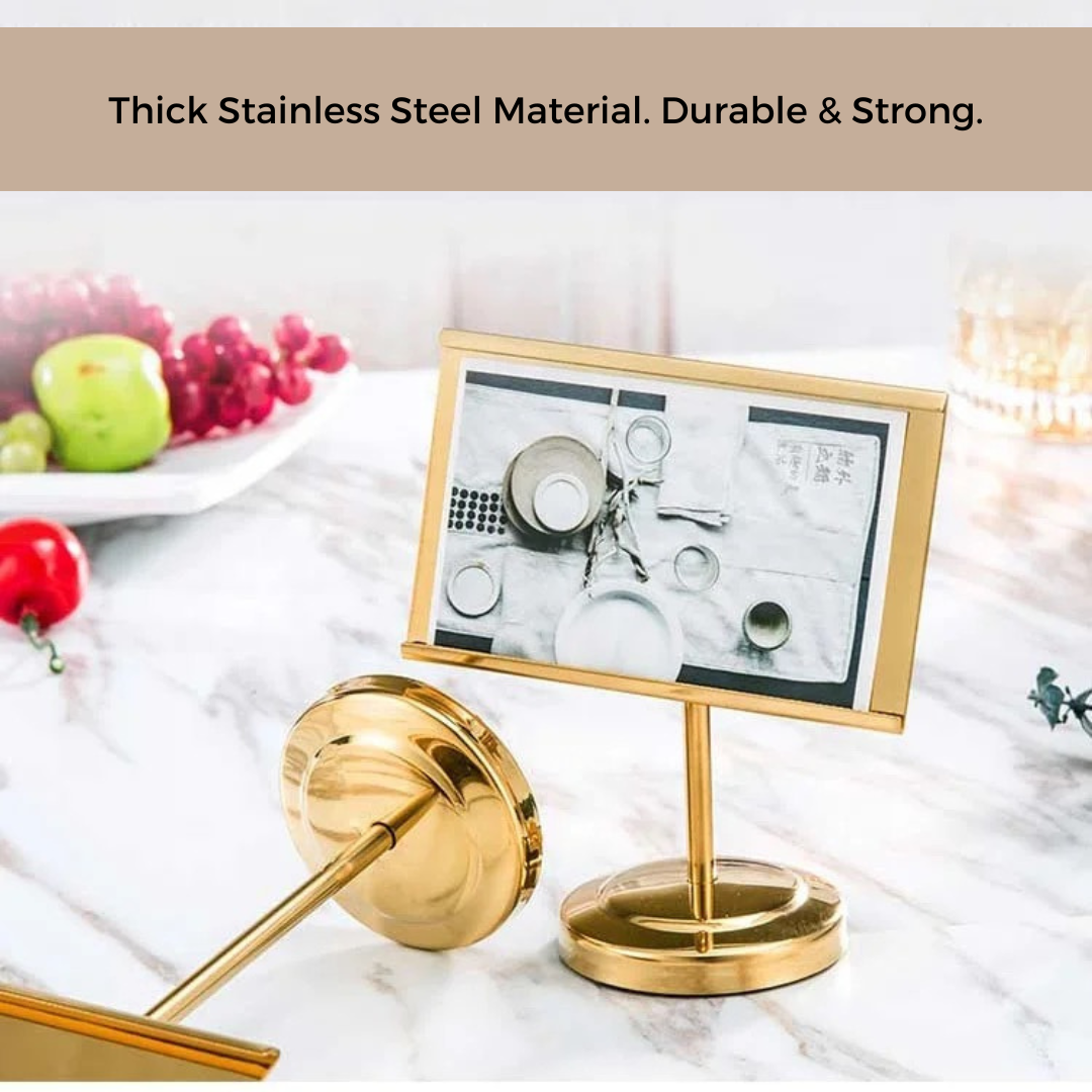 Buffet Dish Name Stand - Gold Metal Card Holder for Classy Entertaining - 10 cm