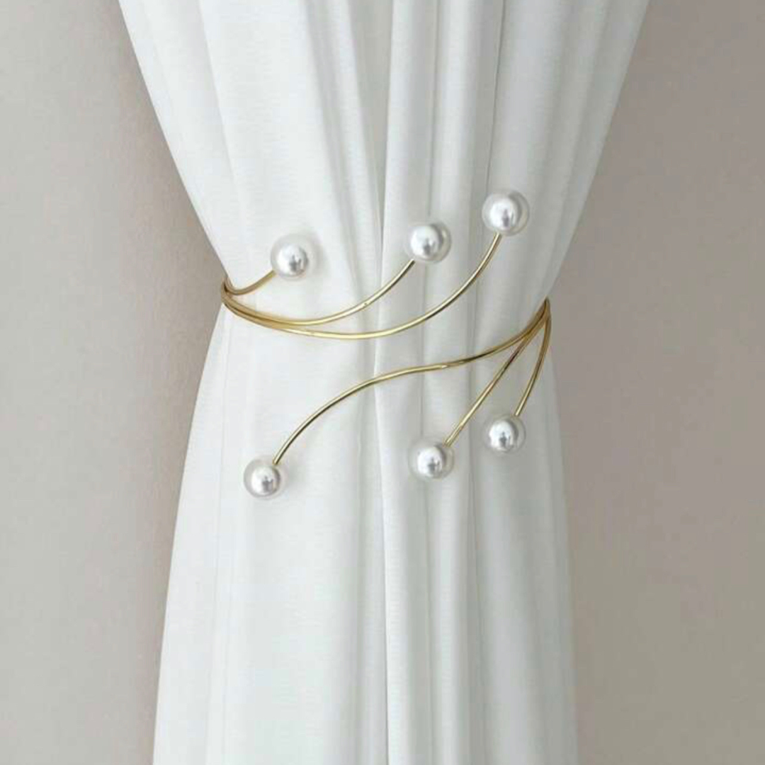 Curtain Accessory - Golden Ring Curtain Tieback with 6 Pearls