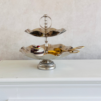 Cake Stand & Cupcake Holder | 2-Tier | 3-Tier | Scalloped Edge - Serving Trays (Photo 21)