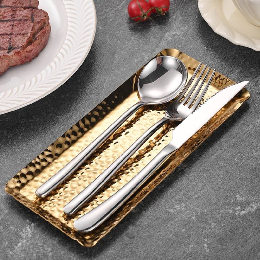 Hammered Snack Platter | Gold | Silver | Stainless Steel