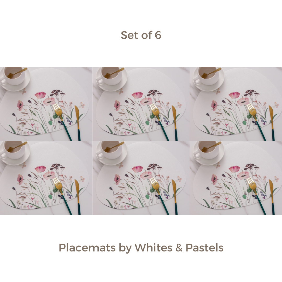 Placemats for dining table - White & Pink - Set of 4 / Set of 6