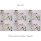 Placemats for dining table - White & Pink - Set of 4 / Set of 6