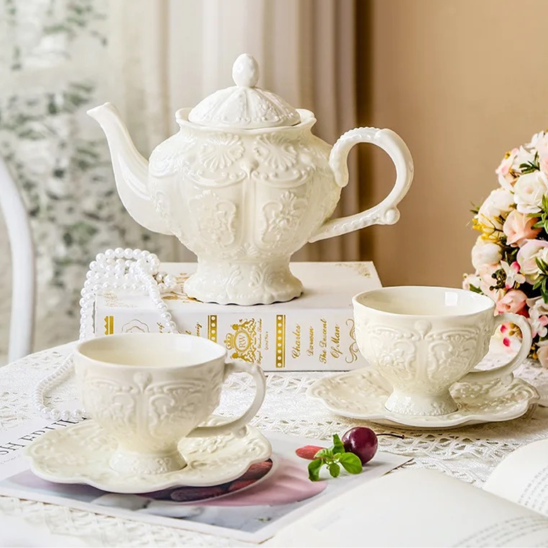 Arabic Embossed Tea Cup & Saucer