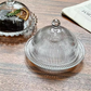 Glass Dessert Plate with Cloche | Ribbed design