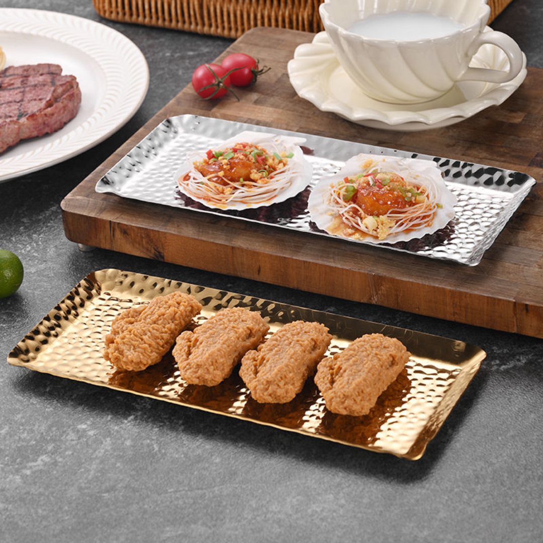 Hammered Snack Platter | Gold | Silver | Stainless Steel