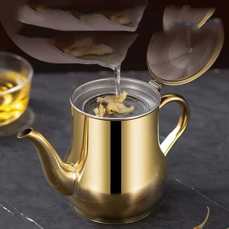 Small Tea Pot Jug & Oil Dispenser – 500ml | Gold Stainless Steel