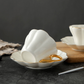 Flower Shaped Porcelain Tea Cup & Saucer with Gold Rim – Set of 1 / 4 / 6