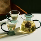 Green Borosilicate Glass Teapot Set – Luxury Heat Resistant Glass Teapot with 2 Cups (Set of 3)