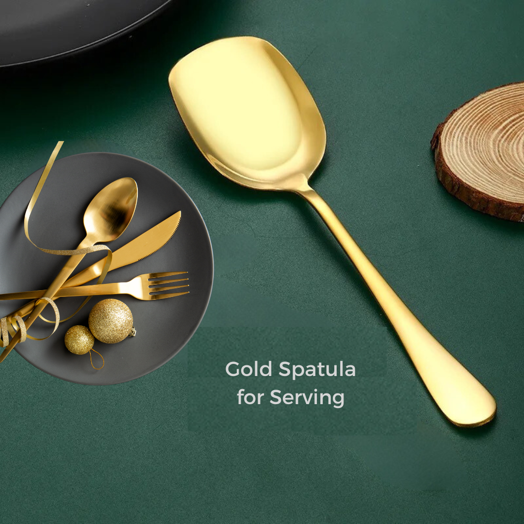 Gold Spatula for Serving Dry Dishes - 22 cm - Stainless Steel