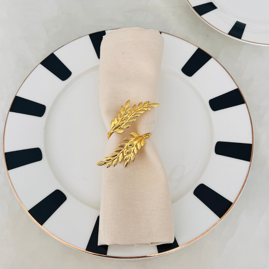 Gold Napkin Rings – Leaf Design - Set of 4, 6, or 8 (Elegant Metal Napkin Holders for Table Decor)