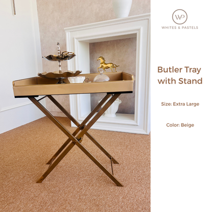 Butler Tray with Foldable Stand | Extra Large | Black | White | Beige