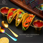 Taco and Sandwich Holder Stand with Dip Bowls | Gold & Silver | Stainless Steel