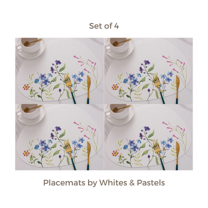 Placemats for dining table - White & Blue - Set of 4 / Set of 6
