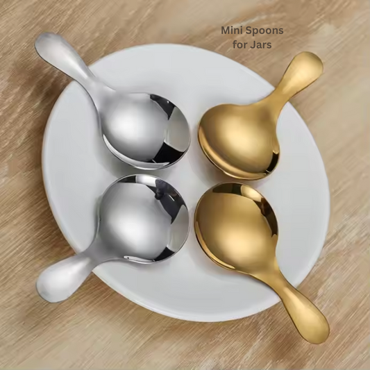 Mini Coffee Spoons for Jars - Set of 2 | Set of 4 | Gold & Silver Stainless Steel