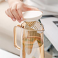 Luxury Gold & Amber Glass Jug Set with 6  Glasses