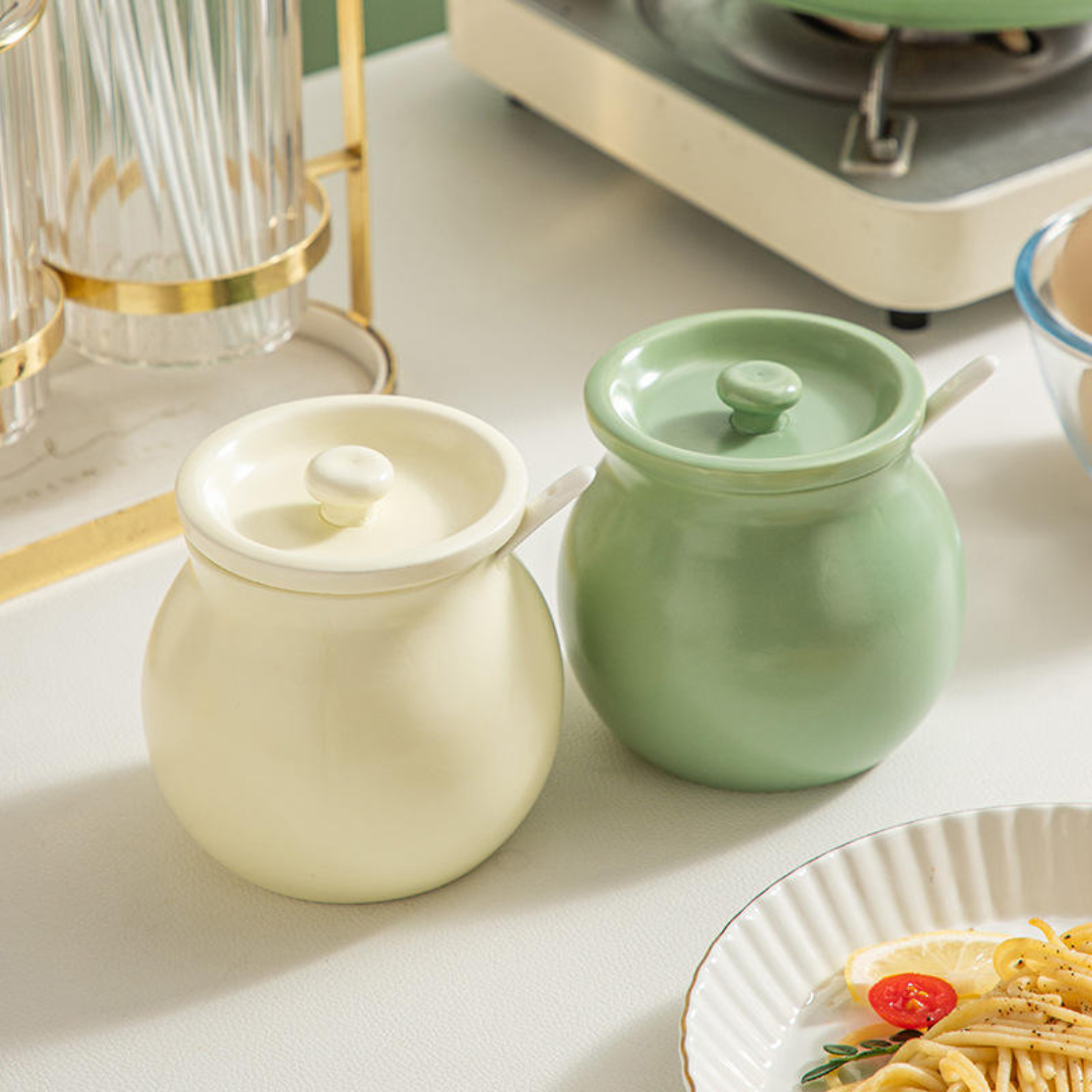 Ghee Pot with Lid & Spoon – 300ml | Microwave Safe | Luxury Porcelain material