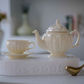 Victorian Embossed Ceramic Teapot | Ivory