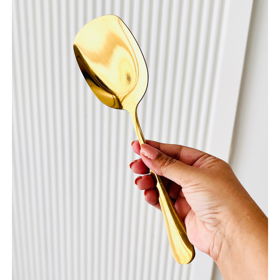 Gold Spatula for Serving Dry Dishes - 22 cm - Stainless Steel