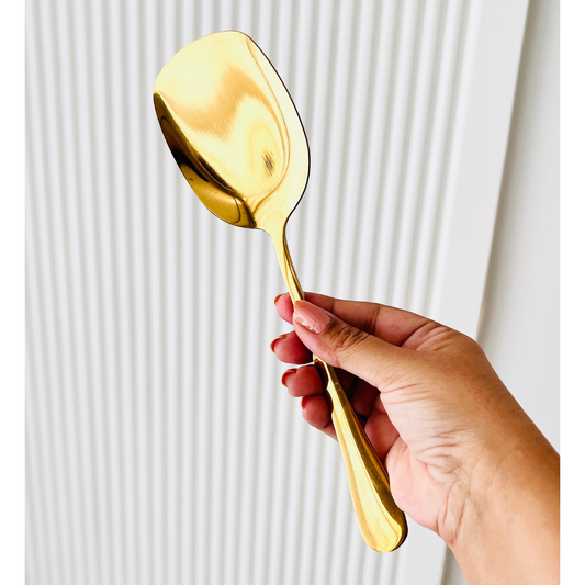 Gold Spatula for Serving Dry Dishes - 22 cm - Stainless Steel