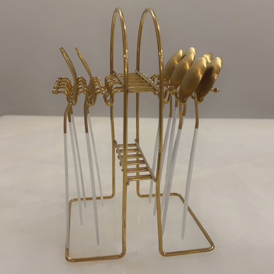 Cutlery with Gold Stand - Set of 13