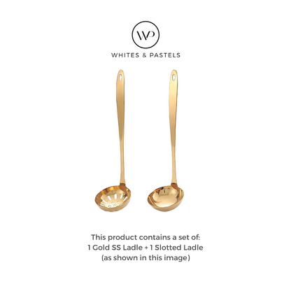 Serving Ladle & matching Slotted Ladle - Set of 2 - Gold & Silver