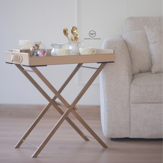 Butler Tray with Foldable Stand | Extra Large | Black | White | Beige