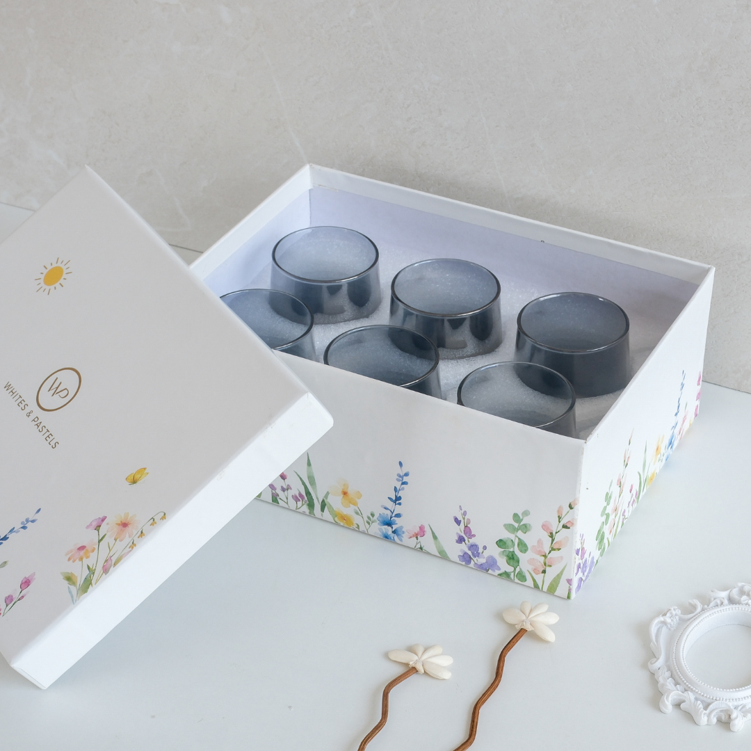 Set of 6 Black Glass Tumblers – Luxury Gift Box
