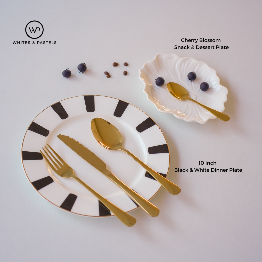 Dinner and Snack Plates - Black & White - 8 inch & 10 inch