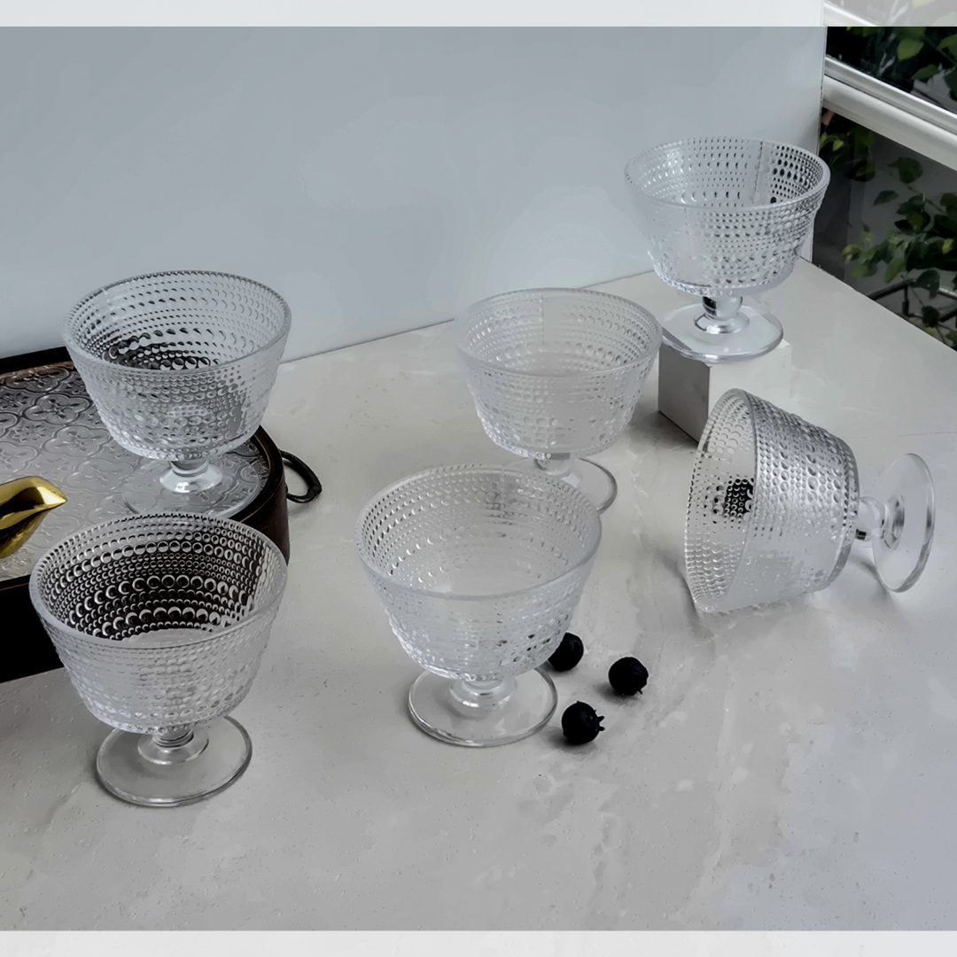 Vintage Dessert Ice Cream Bowls Cups | Set of 6