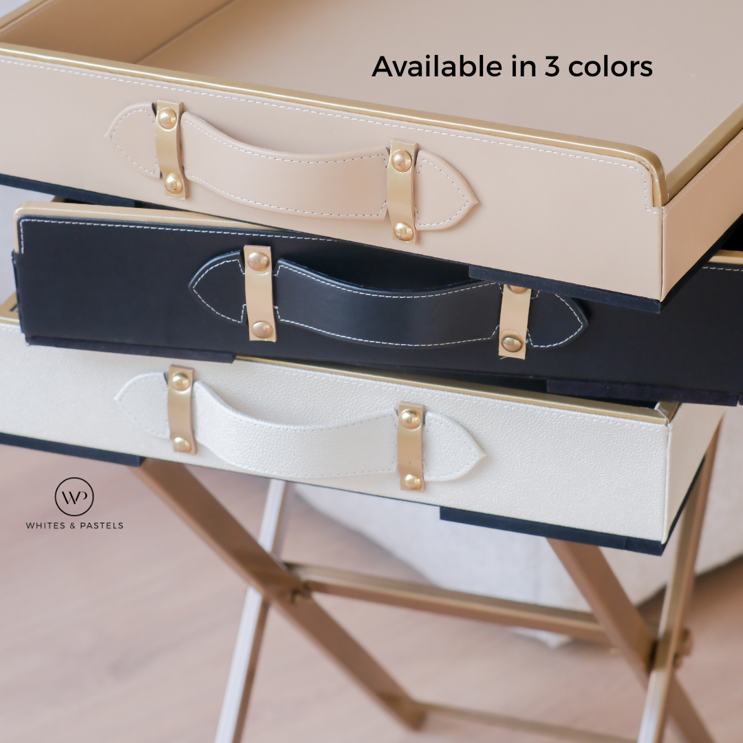 Butler Tray with Foldable Stand | Extra Large | Black | White | Beige