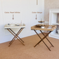 Extra Large folding Butler Tray tables with different color options labeled 'Pearl White' and 'Beige' in a room setting.