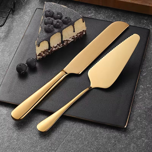 Gold Cake Shovel & Knife Set