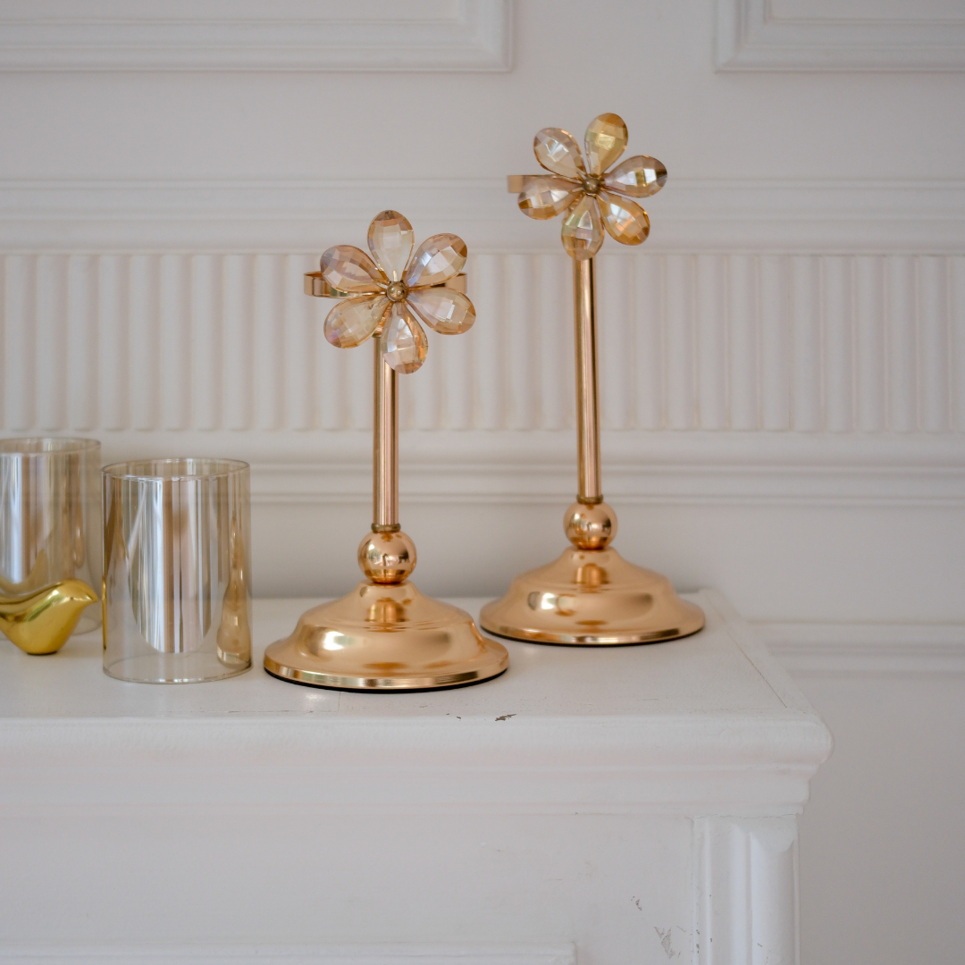 Decorative gold candle stand set for festive home styling