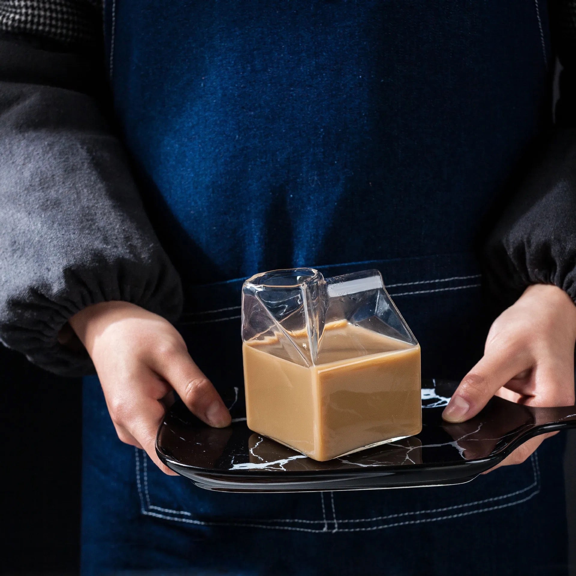 Unique Carton shape Glass Jar