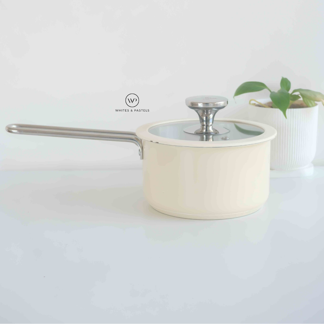 Lightweight induction cookware with thick base and glass lid