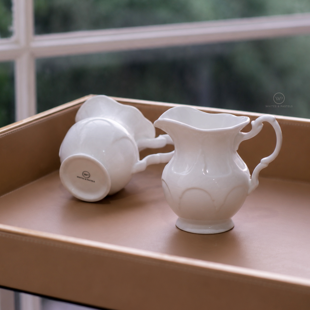 Premium white ceramic milk pitcher for tea and coffee