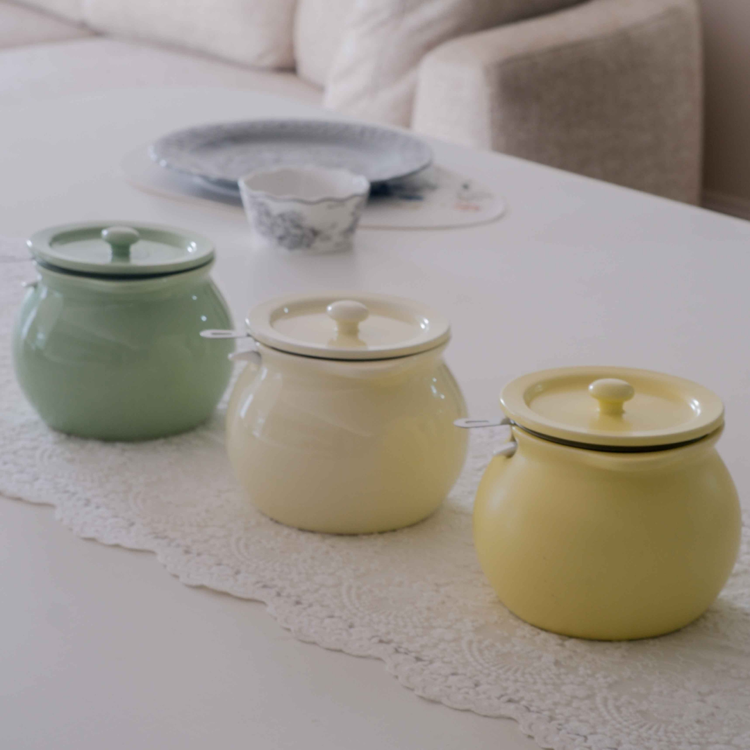 Pastel Ceramic Ghee Container with Lid
