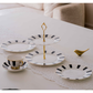 Elegant two-layer ceramic serving stand perfect for high tea, desserts, cupcakes, and snacks.