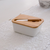Ceramic Butter Dish with Wooden Lid & Knife | White