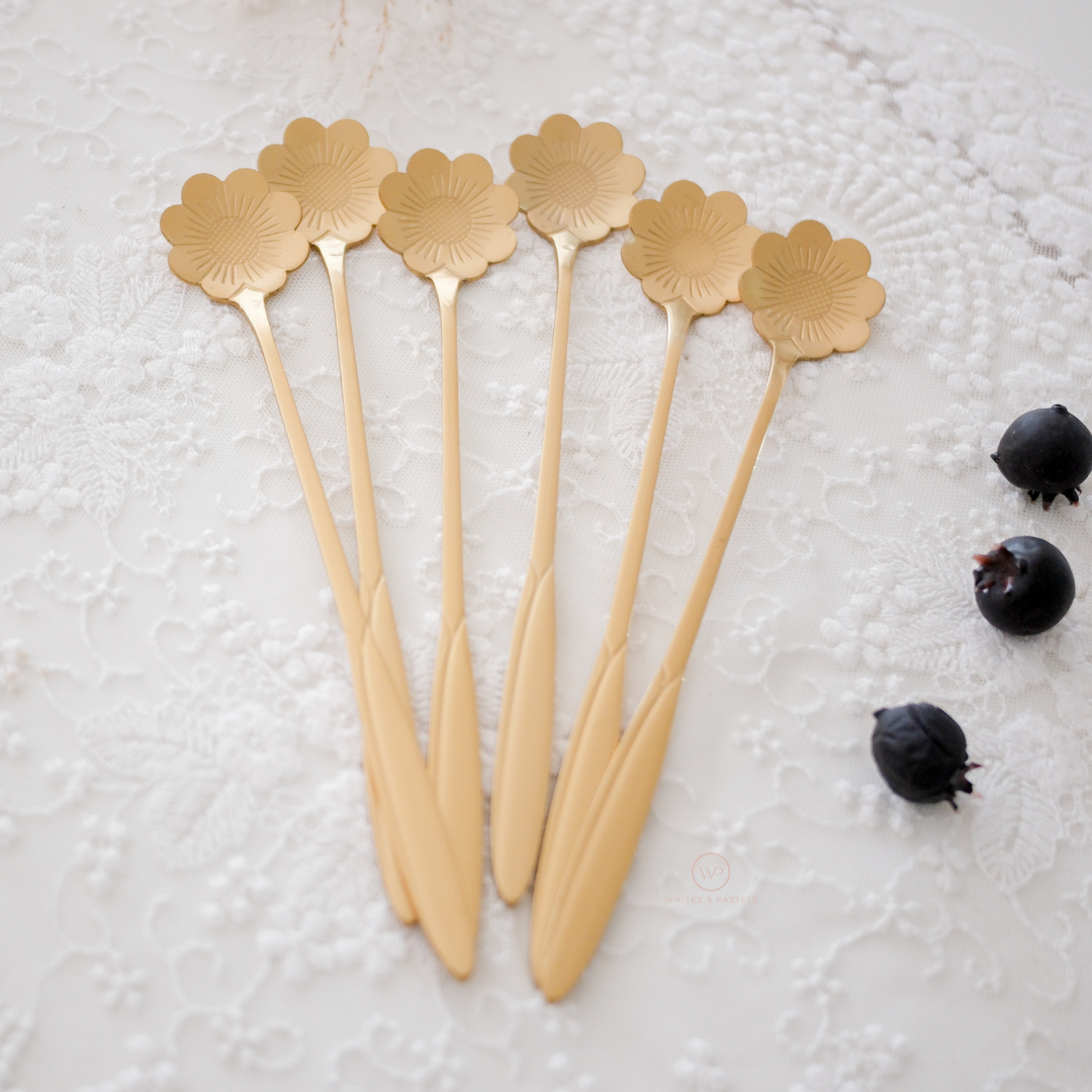 Gold flower spoon for entertaining and gifting