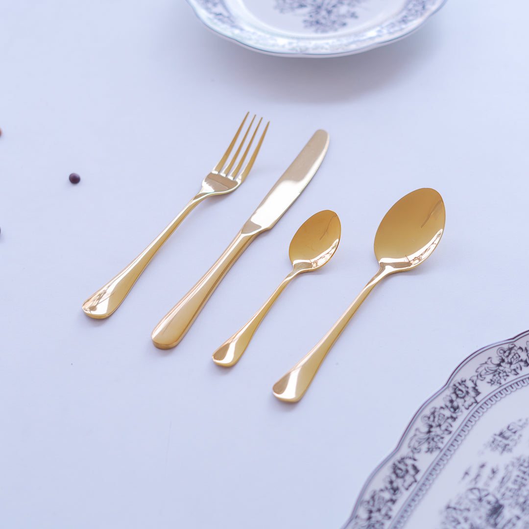 Elegant gold cutlery for fine dining and festive occasions