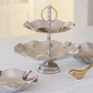 Luxury two-tier hammered metal serving stand for desserts, snacks, and high tea presentations