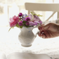 White Porcelain Creamer Jar with Floral Print