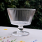 Crystal clear ribbed glass bowls for serving desserts, fruits and puddings