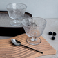 Crystal clear glass bowls for serving ice cream, puddings and fruit
