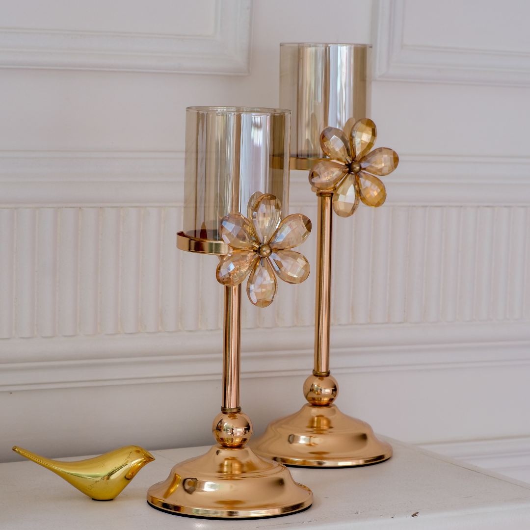 Crystal flower tealight holder for dining table centrepiece
